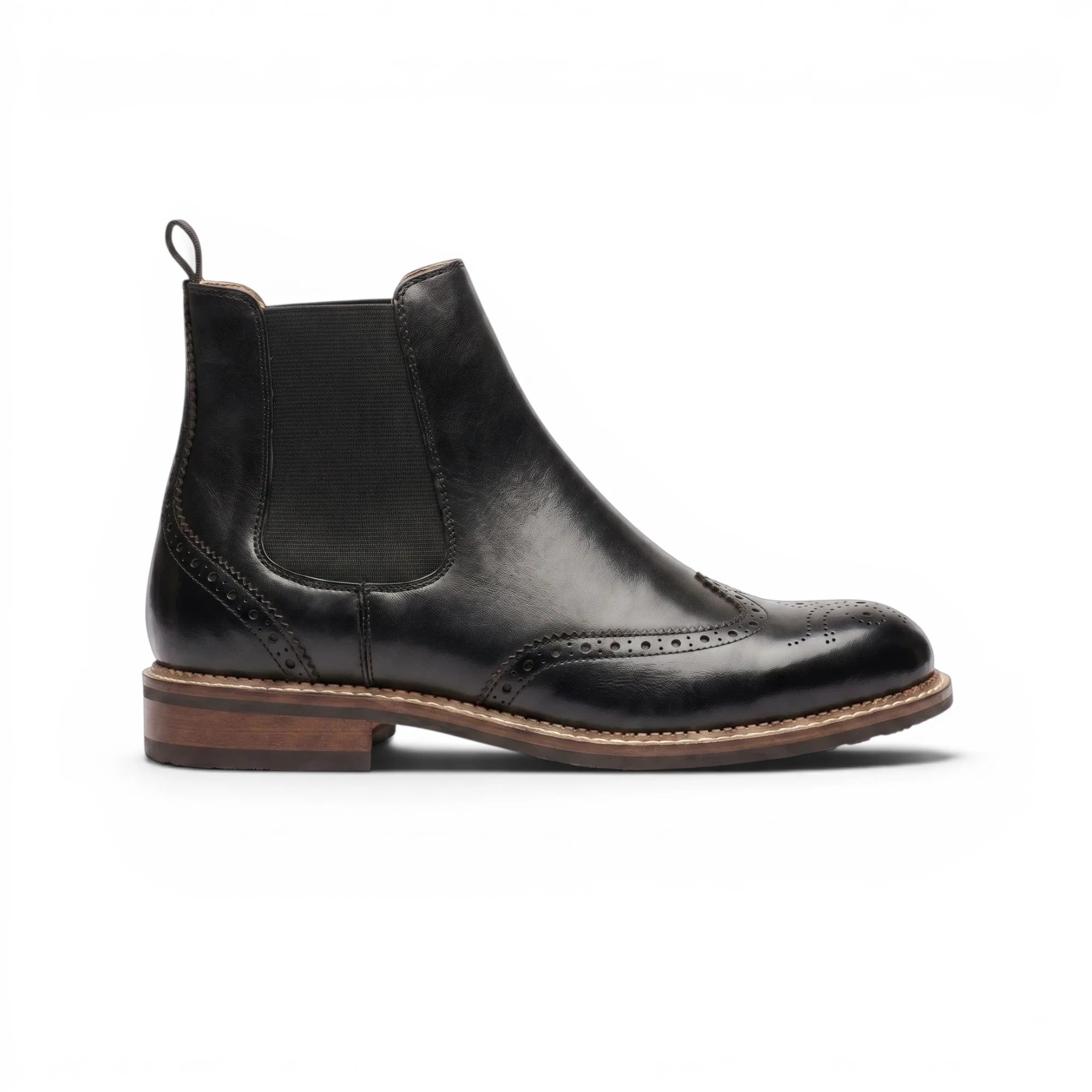 Cavendish Chelsea Brogue Boot - Black