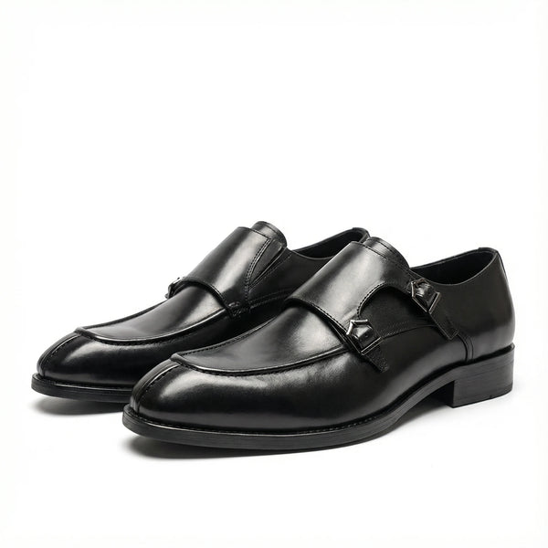 Handcrafted Altiere Double Monk Strap - Black