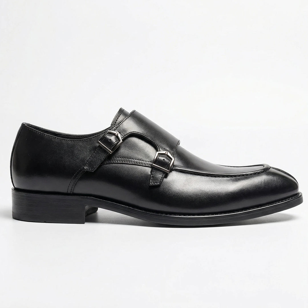 Handcrafted Altiere Double Monk Strap - Black