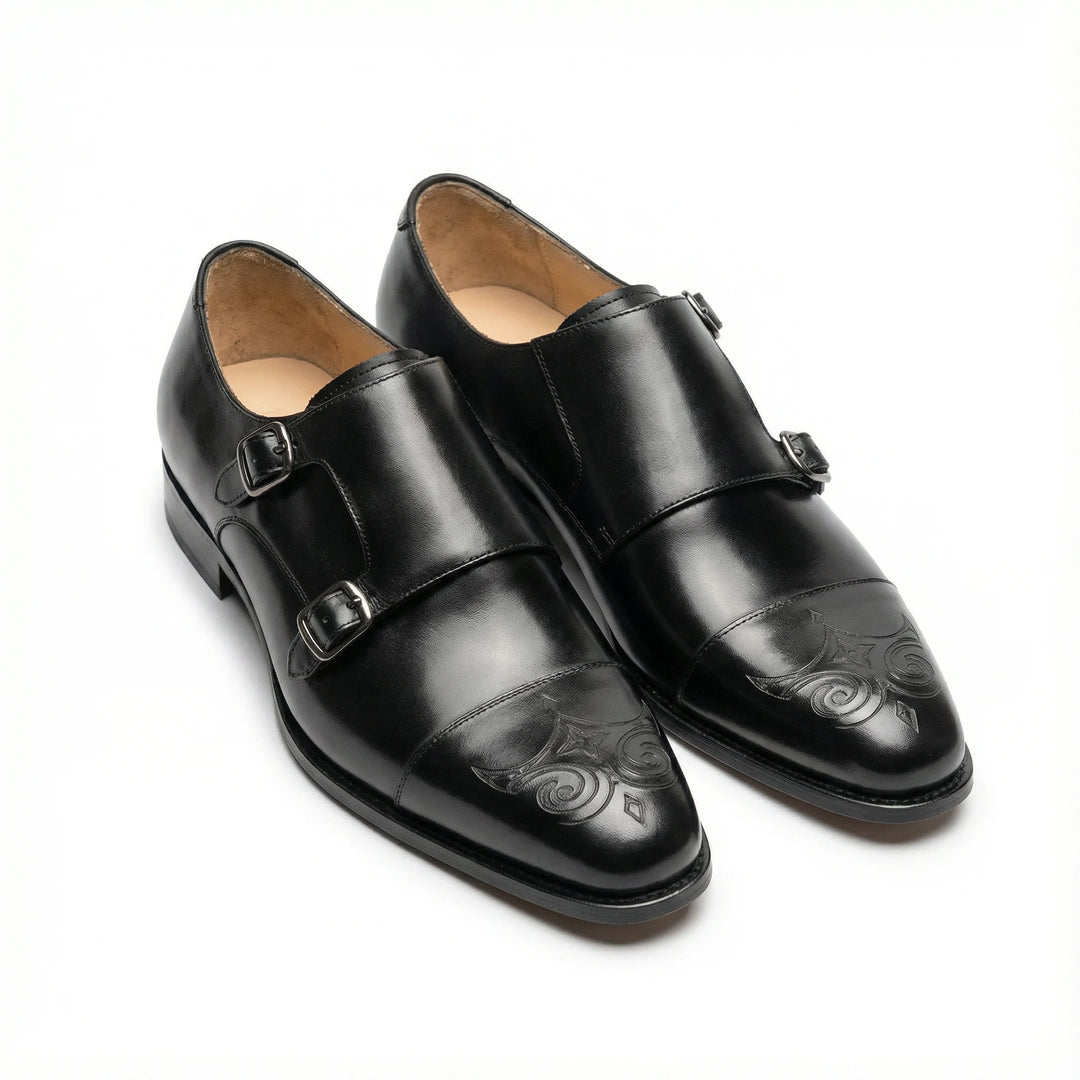 Handcrafted St. Albans Double Monk Strap - Black