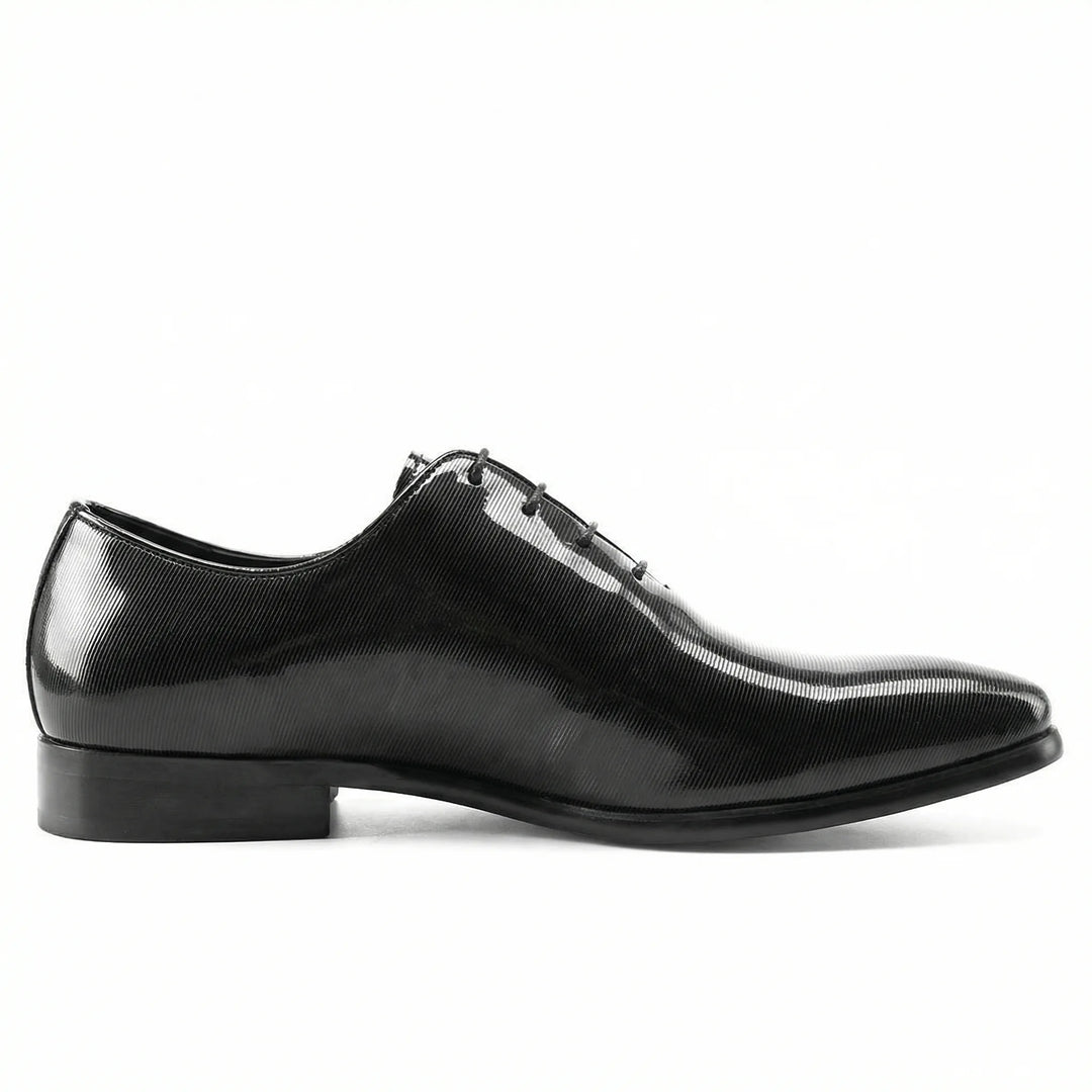 Langford Oxford Wholecut - Black Shiny Chalk Stripe