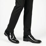 Load image into Gallery viewer, Langford Oxford Wholecut - Black Shiny Chalk Stripe
