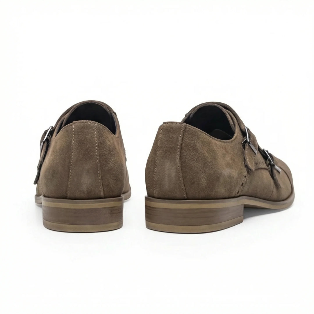 Sorelli Suede Leather Double Monk Strap - Brown