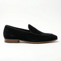 mens black suede belgian loafer - St. Rovanni