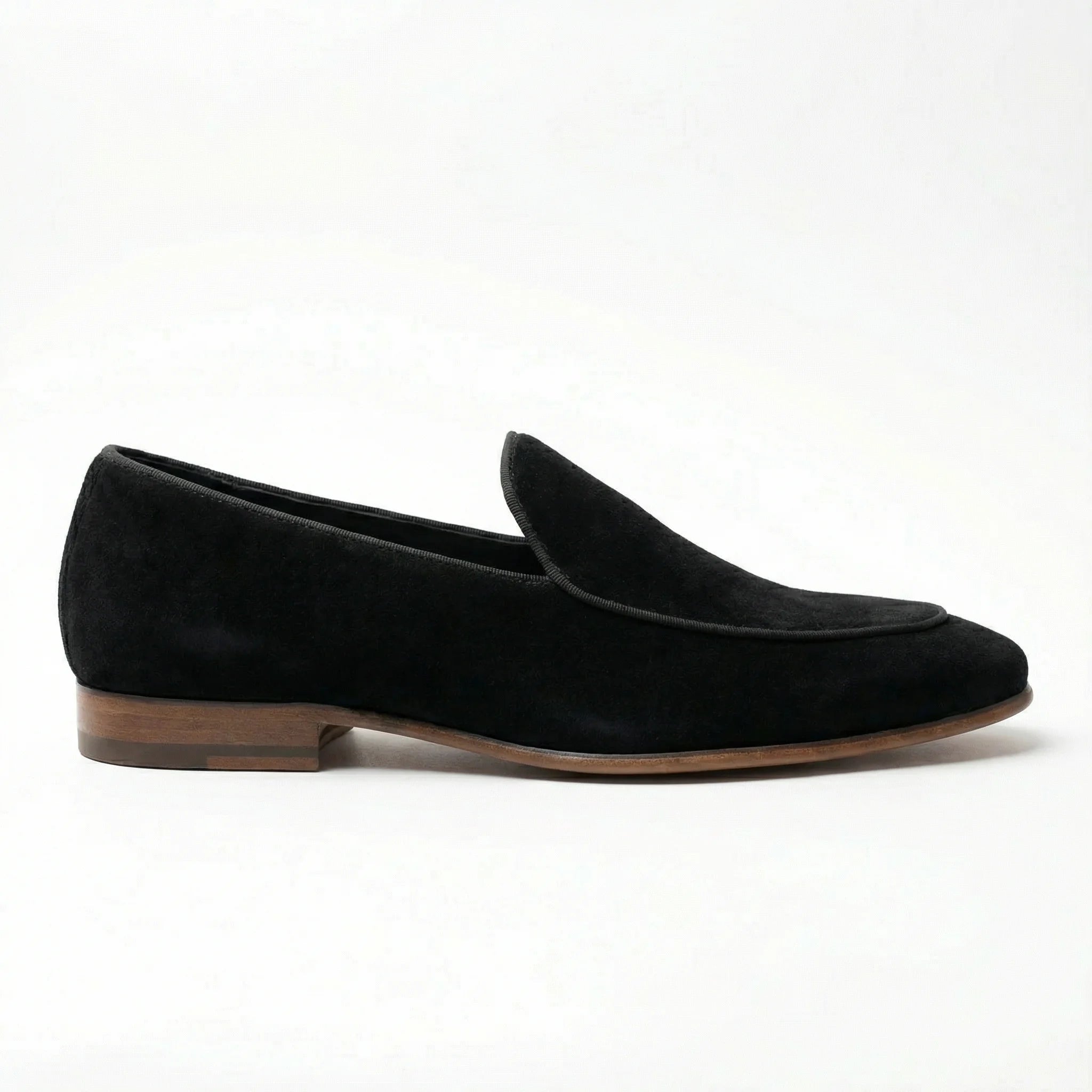 mens black suede belgian loafer - St. Rovanni