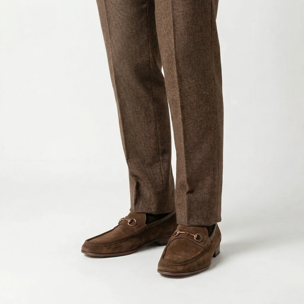 outfit mens horsebit suede loafer
