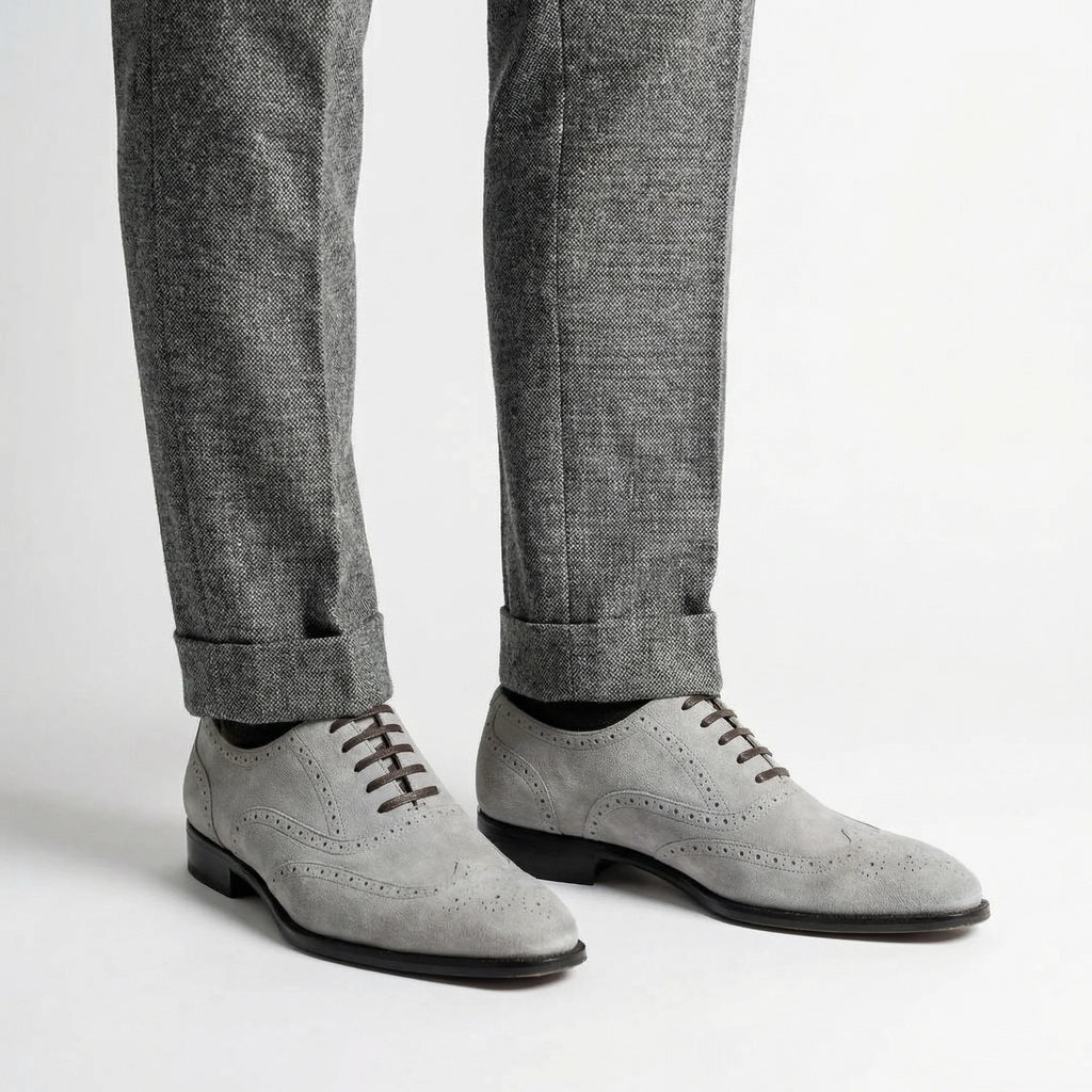 mens outfit suede oxford brogue
