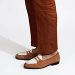Load image into Gallery viewer, Amalfi Panel Loafer - Cognac Brown and White
