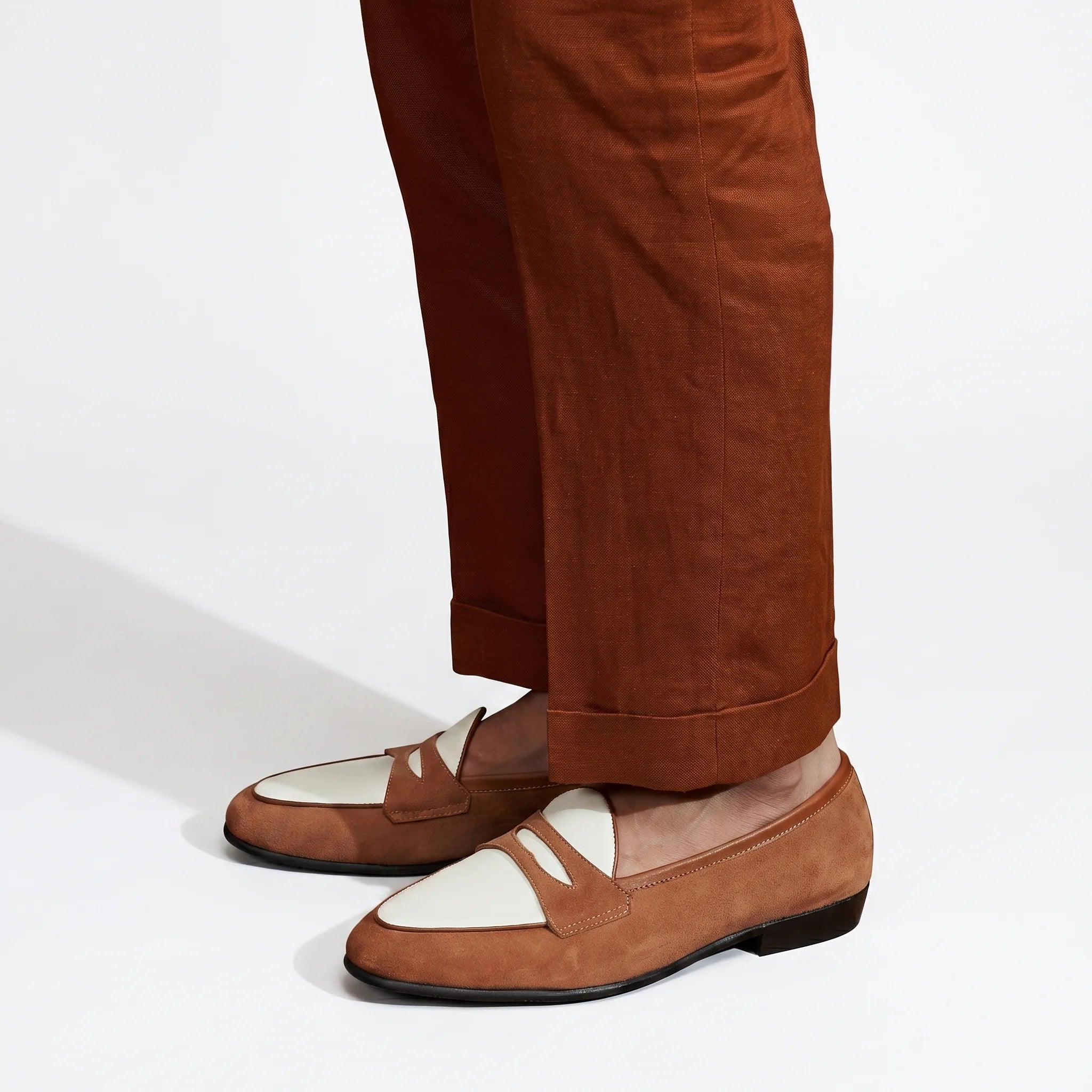 Amalfi Panel Loafer - Brown and White