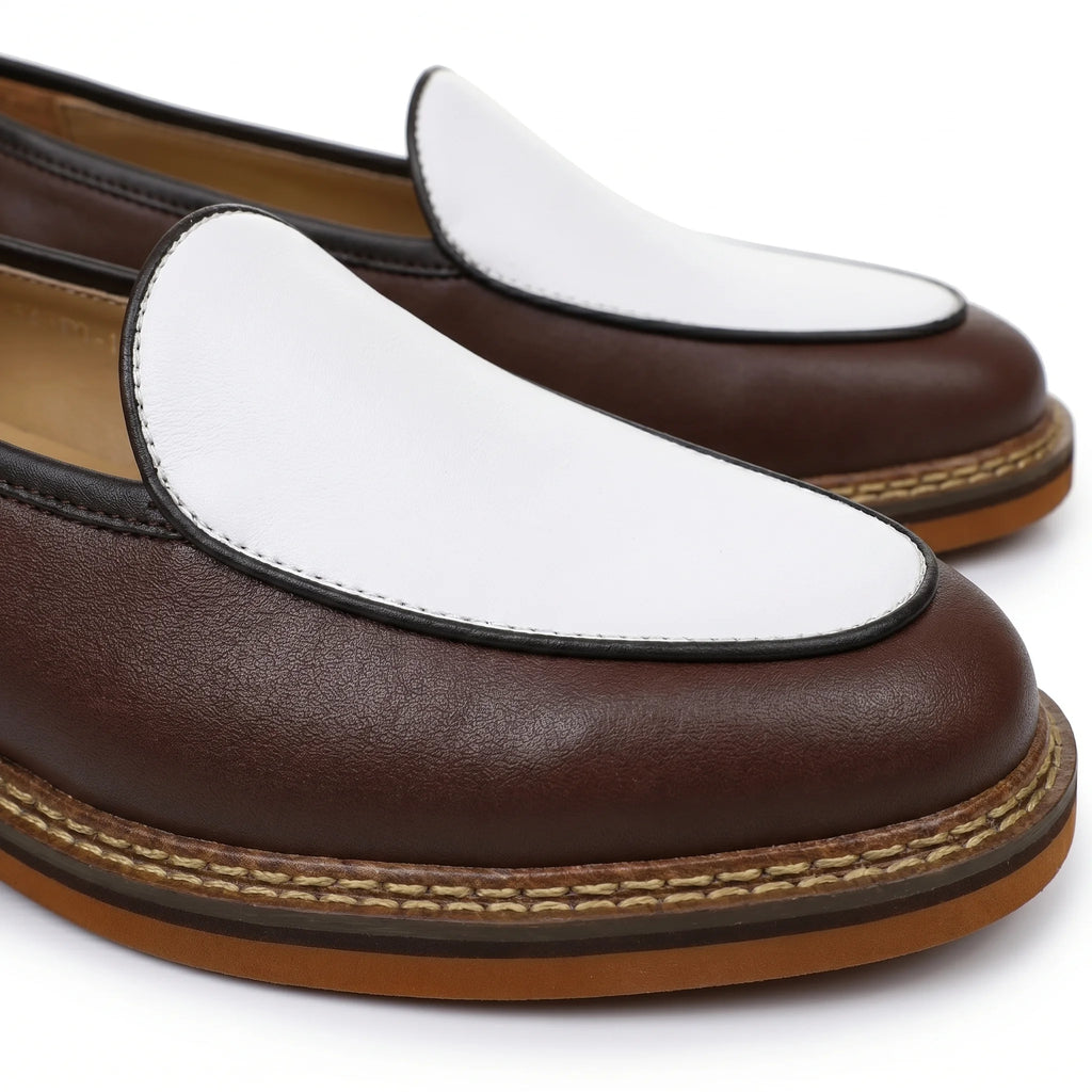 Scultore Belgian Loafer - Coffee and White