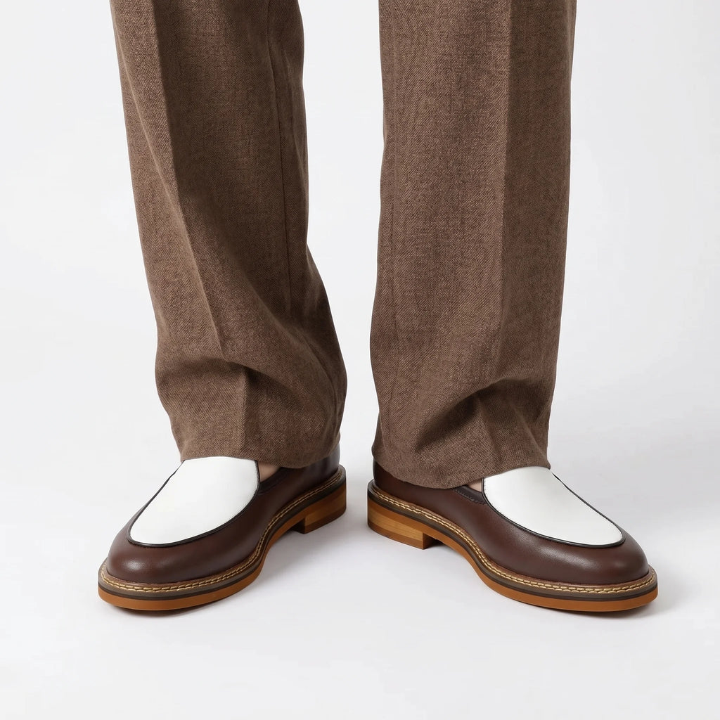 Scultore Belgian Loafer - Coffee and White