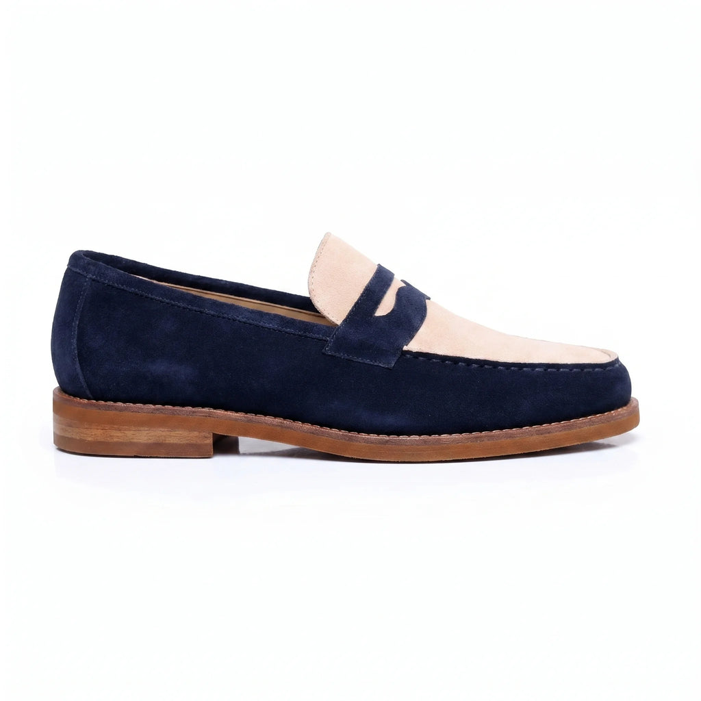 Marlow Penny Loafer - Blue and Beige