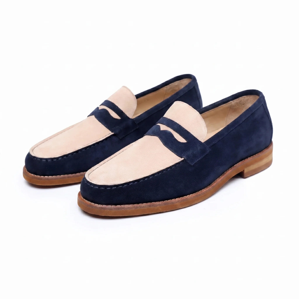 Marlow Penny Loafer - Blue and Beige