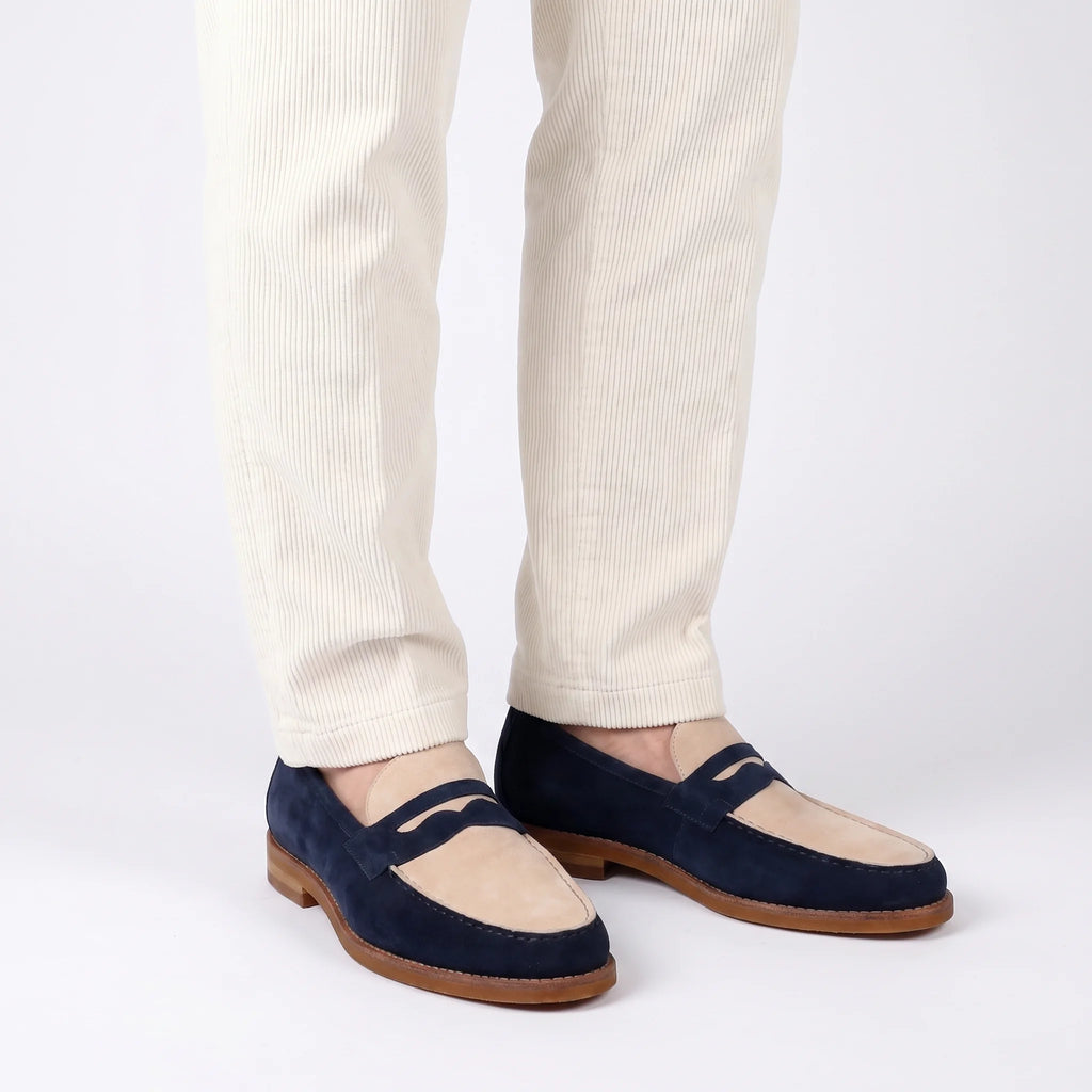 Marlow Penny Loafer - Blue and Beige