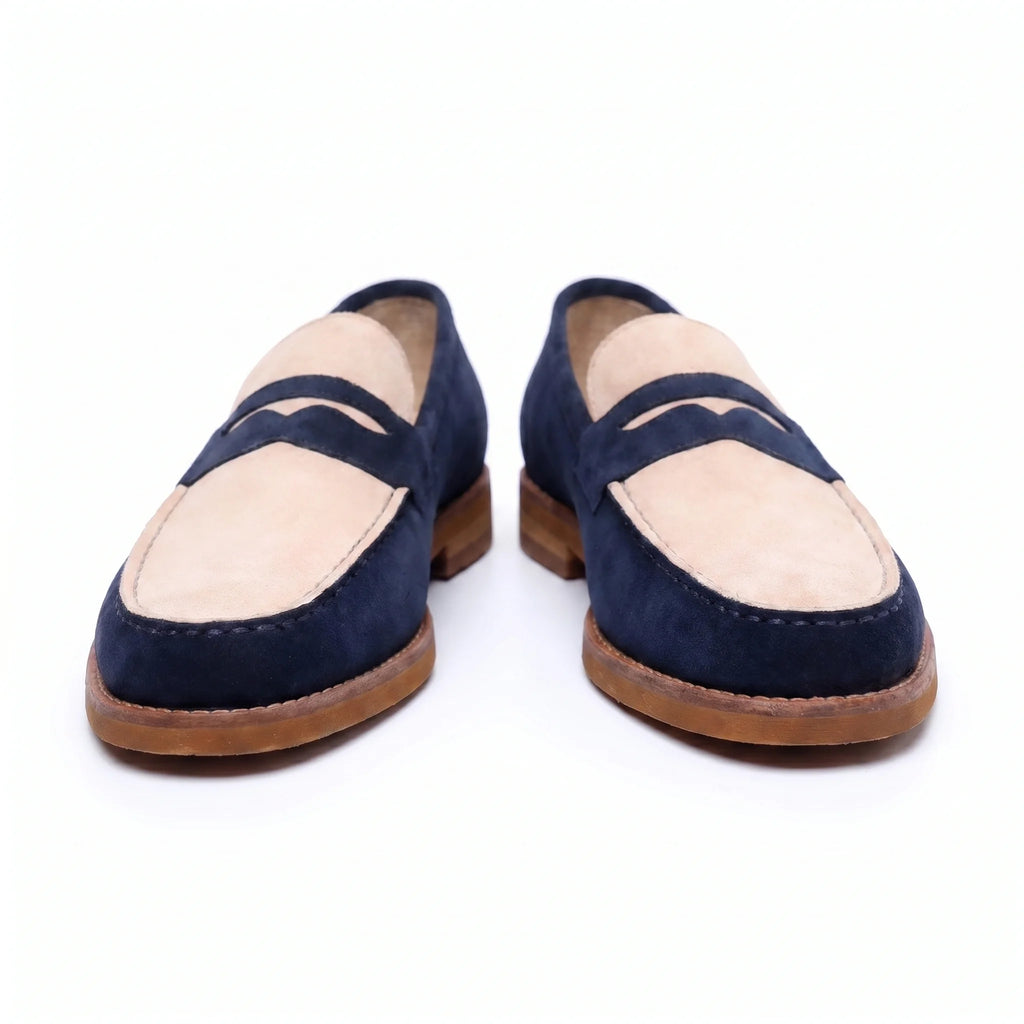 Marlow Penny Loafer - Blue and Beige