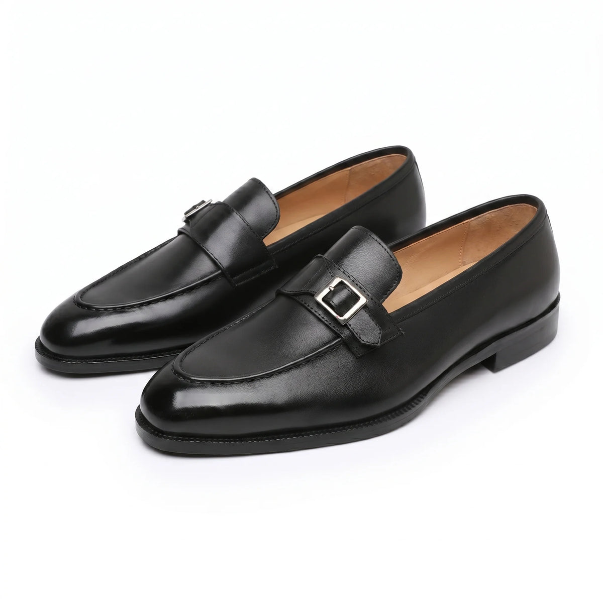 Santoro monk strap loafer   black