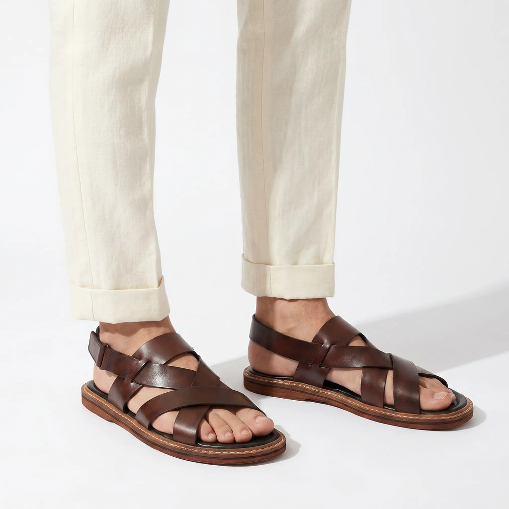 Panteano Roman Sandal - Cognac Brown