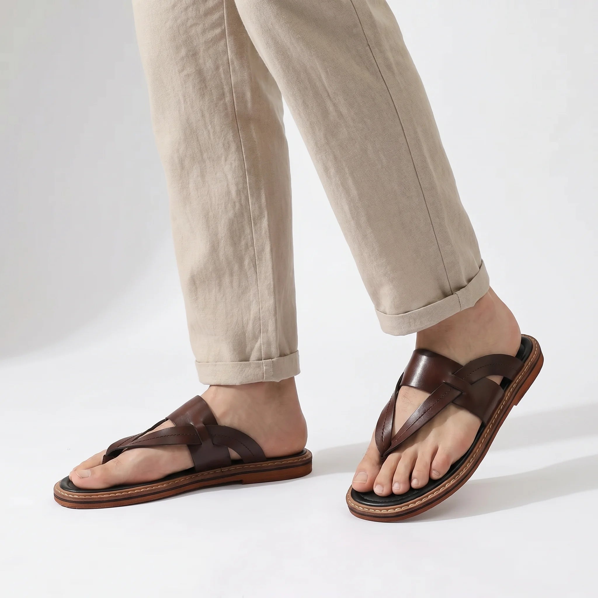 Valence Toe-Loop Sandal - Cognac Brown
