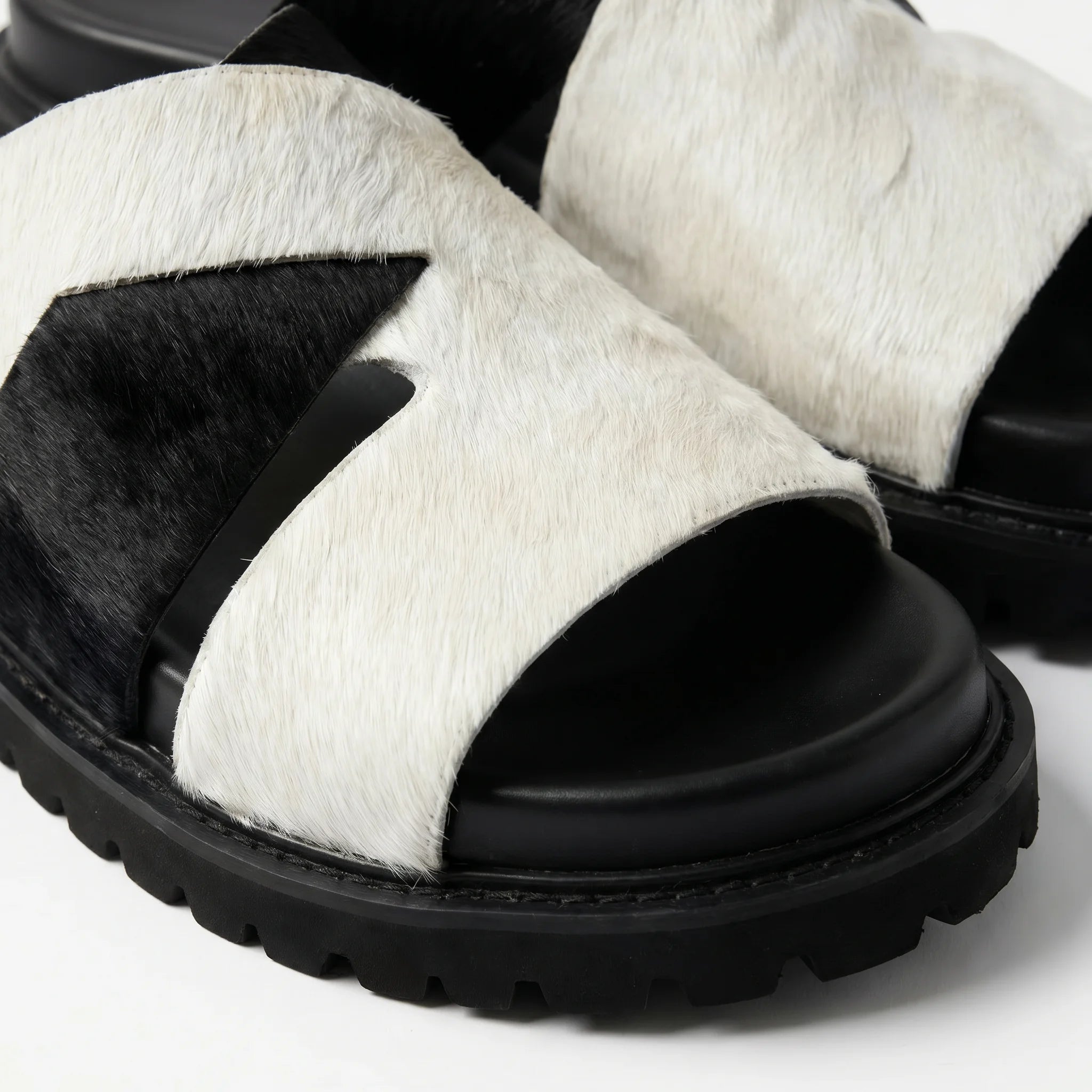 Marbella Cross-Strap Sandal - White and Black