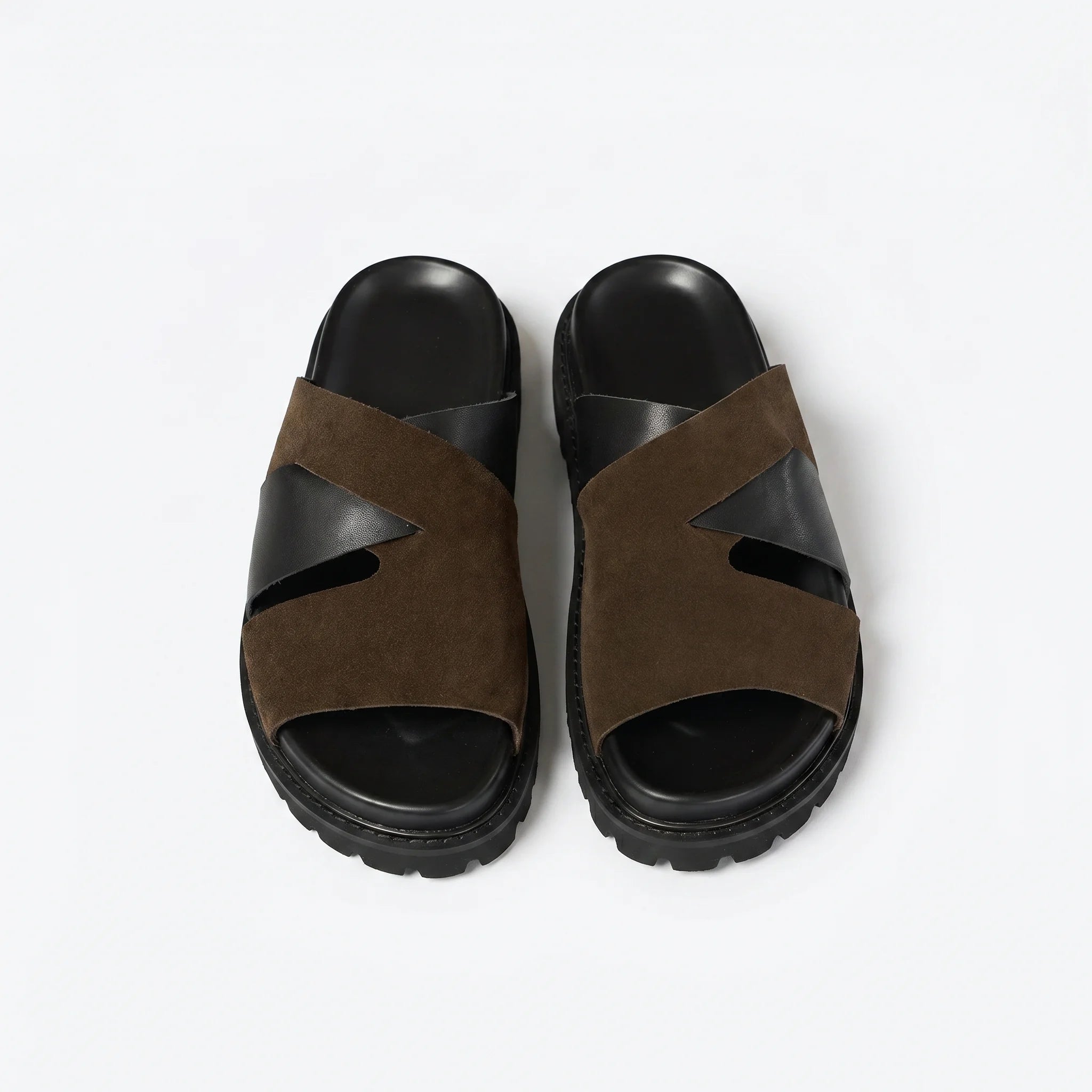 Marbella Cross-Strap Sandal - Coffee and Black