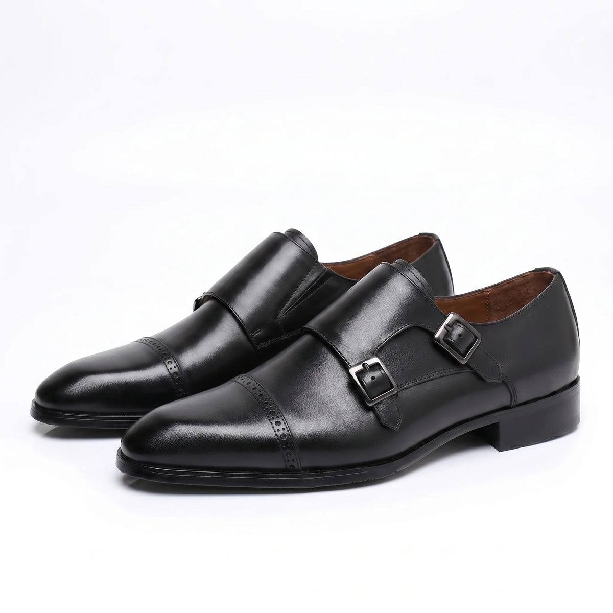 Velmont double monk strap   black