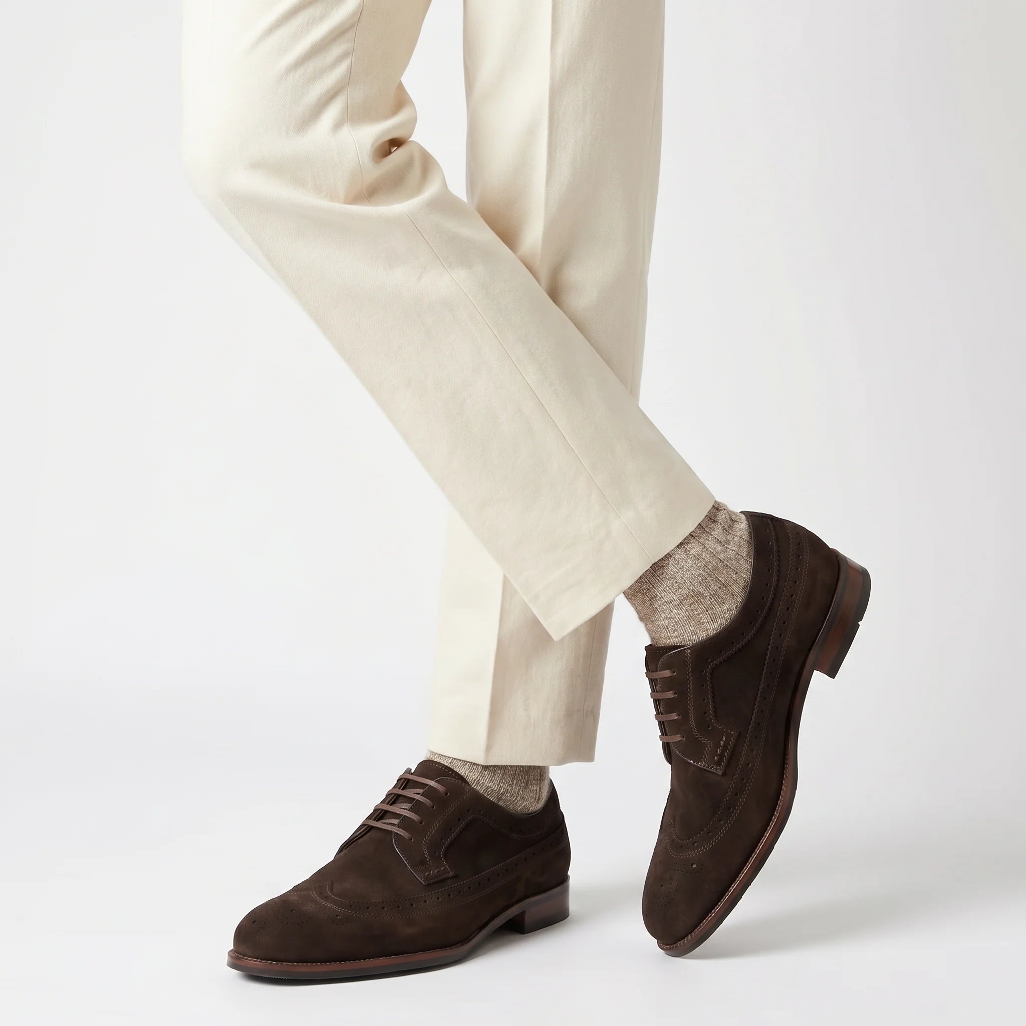Velour Derby Brogue - Coffee