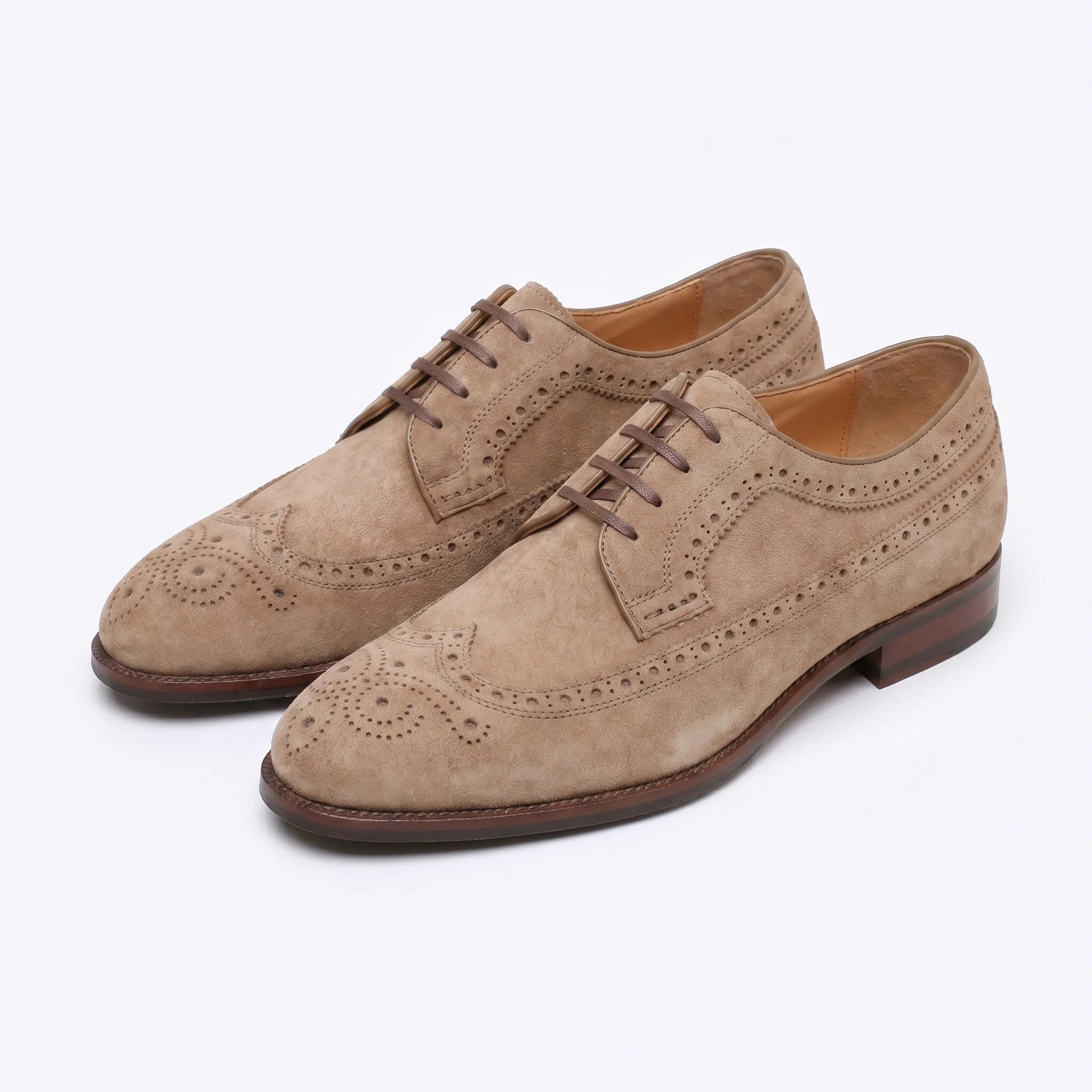 Velour Derby Brogue - Beige