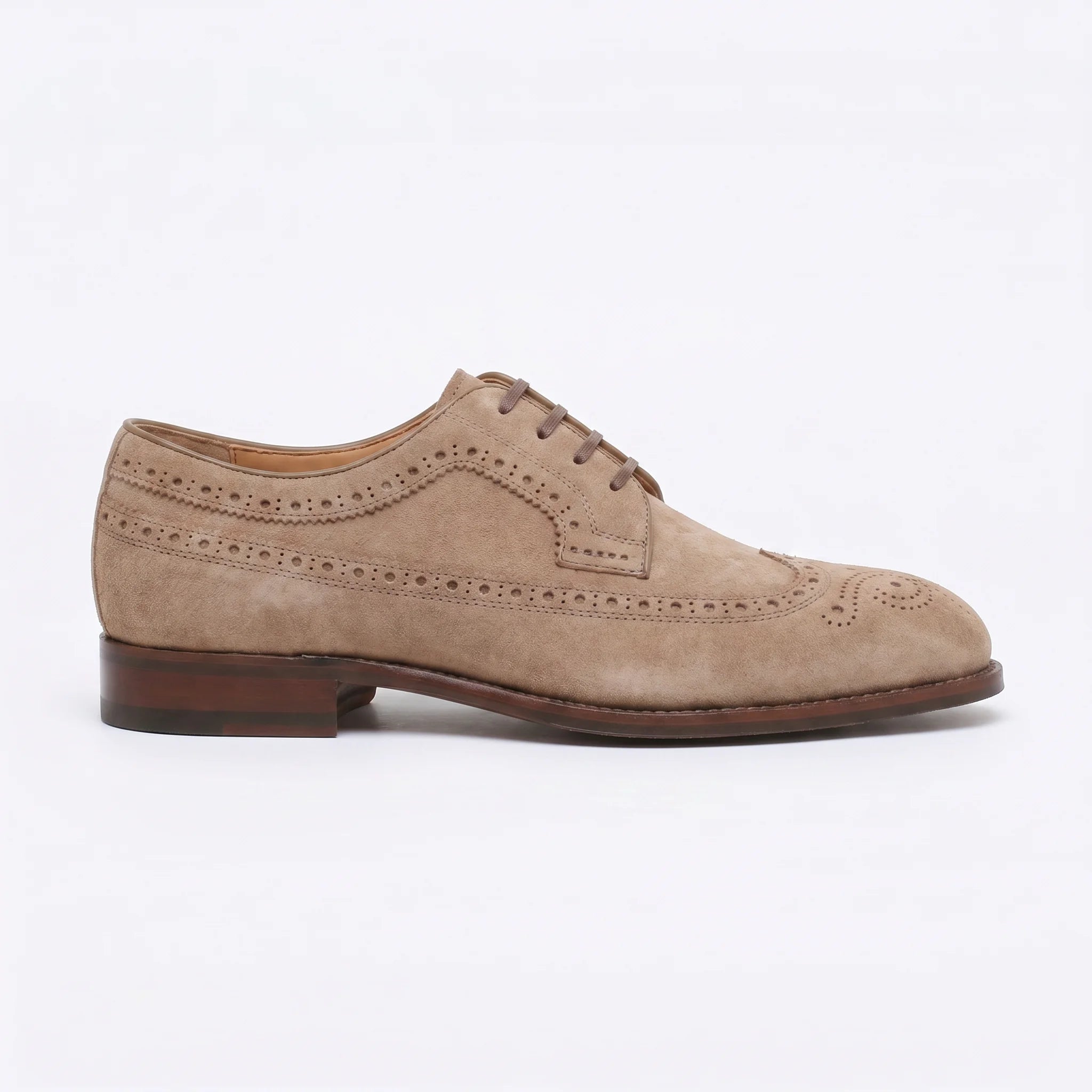 Velour Derby Brogue - Beige