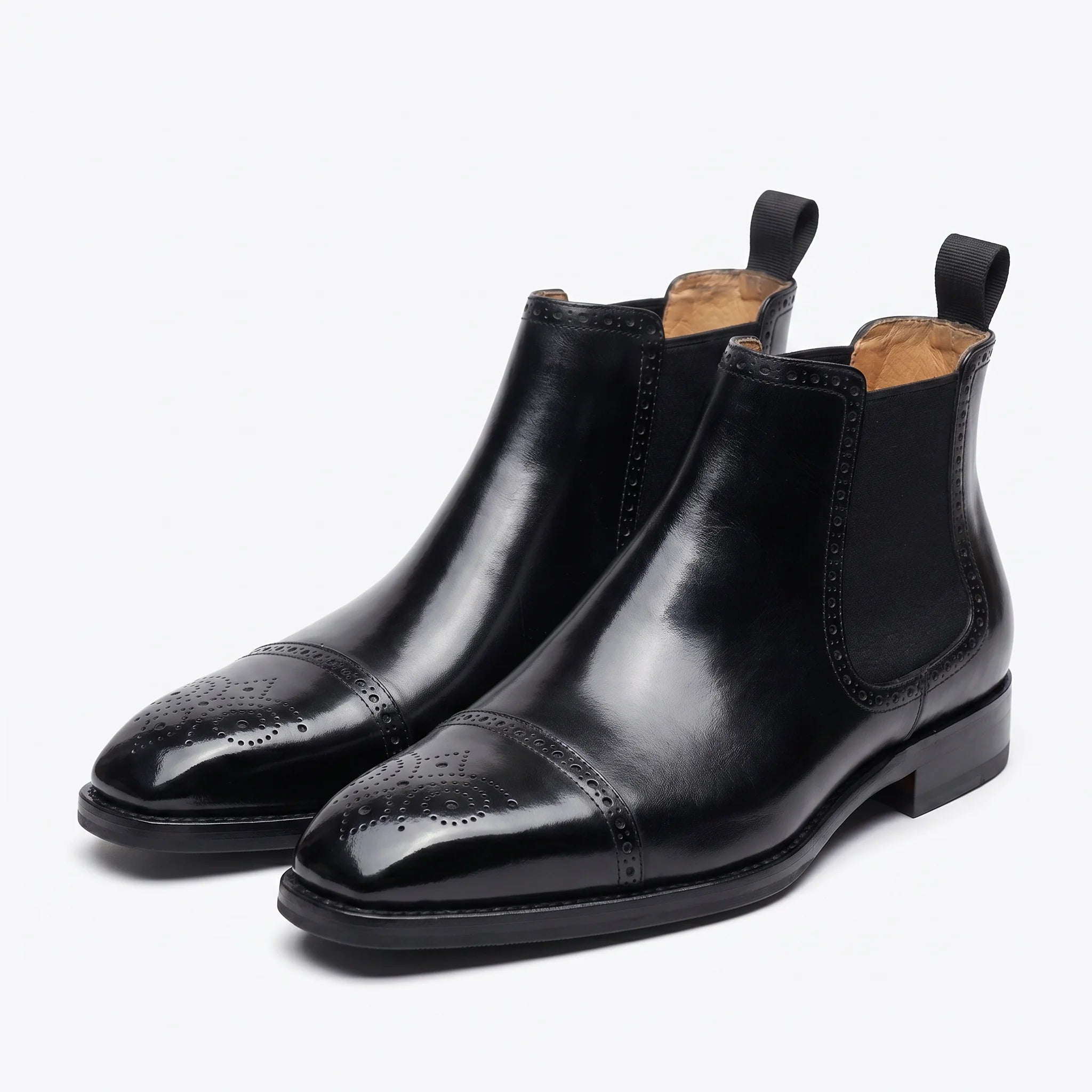 Lorvain Chelsea Brogue Cap-Toe Boot - Black