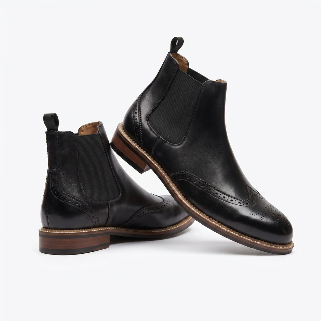 Cavendish Chelsea Brogue Boot - Black