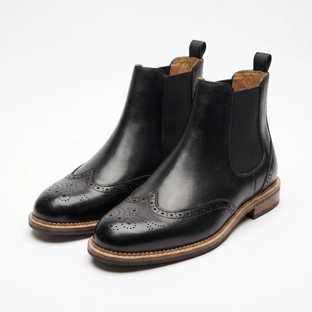 Cavendish Chelsea Brogue Boot - Black