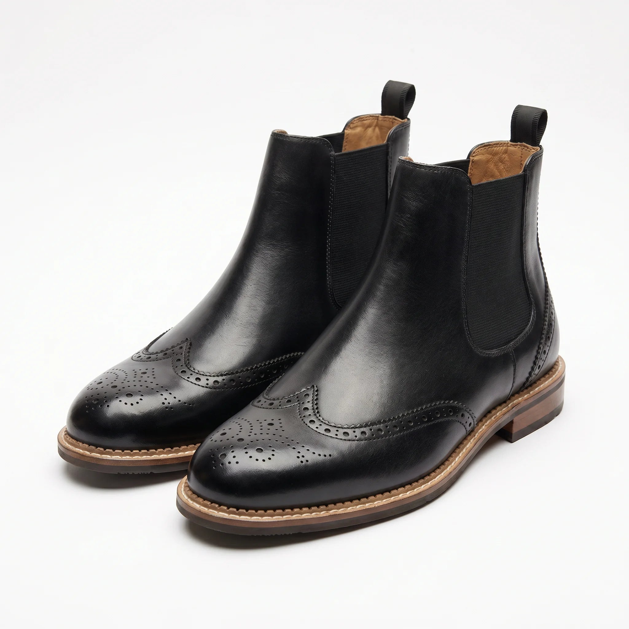 Cavendish Chelsea Brogue Boot - Black