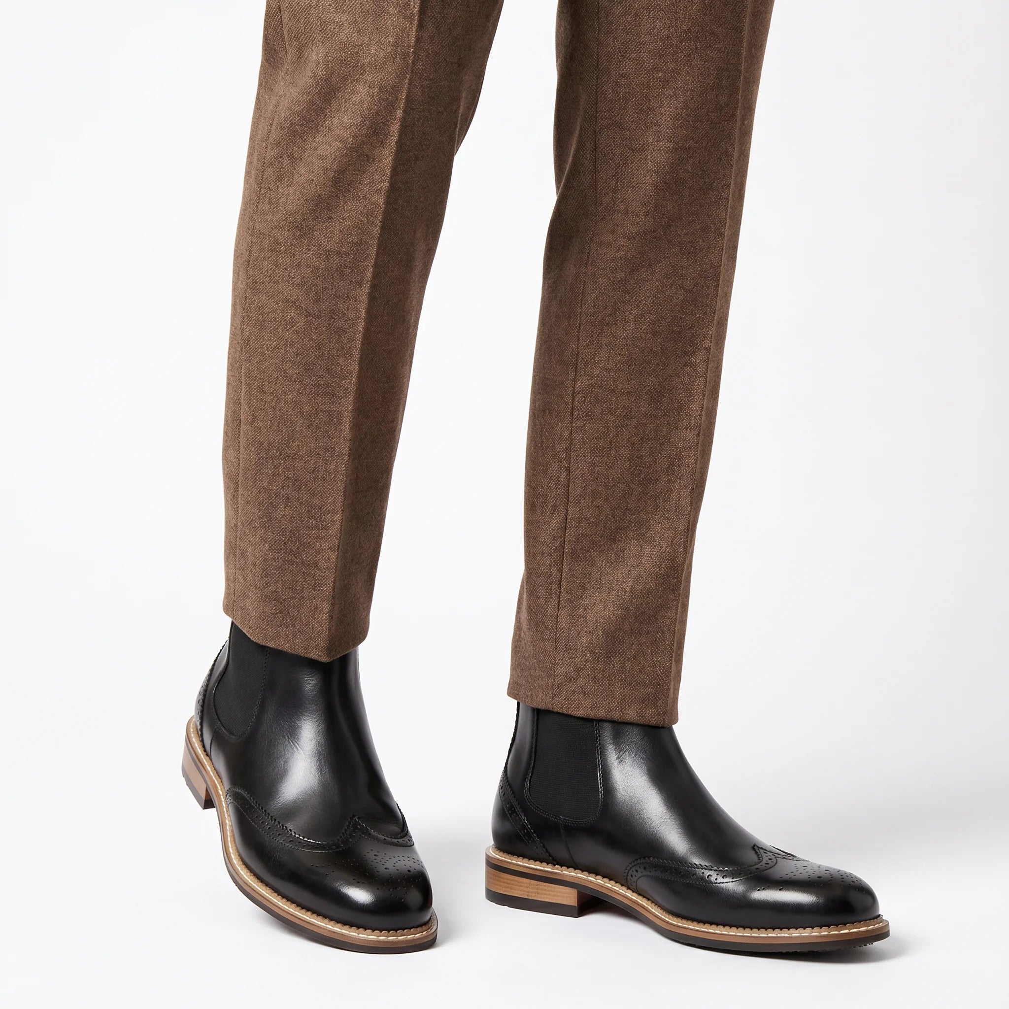 Cavendish Chelsea Brogue Boot - Black