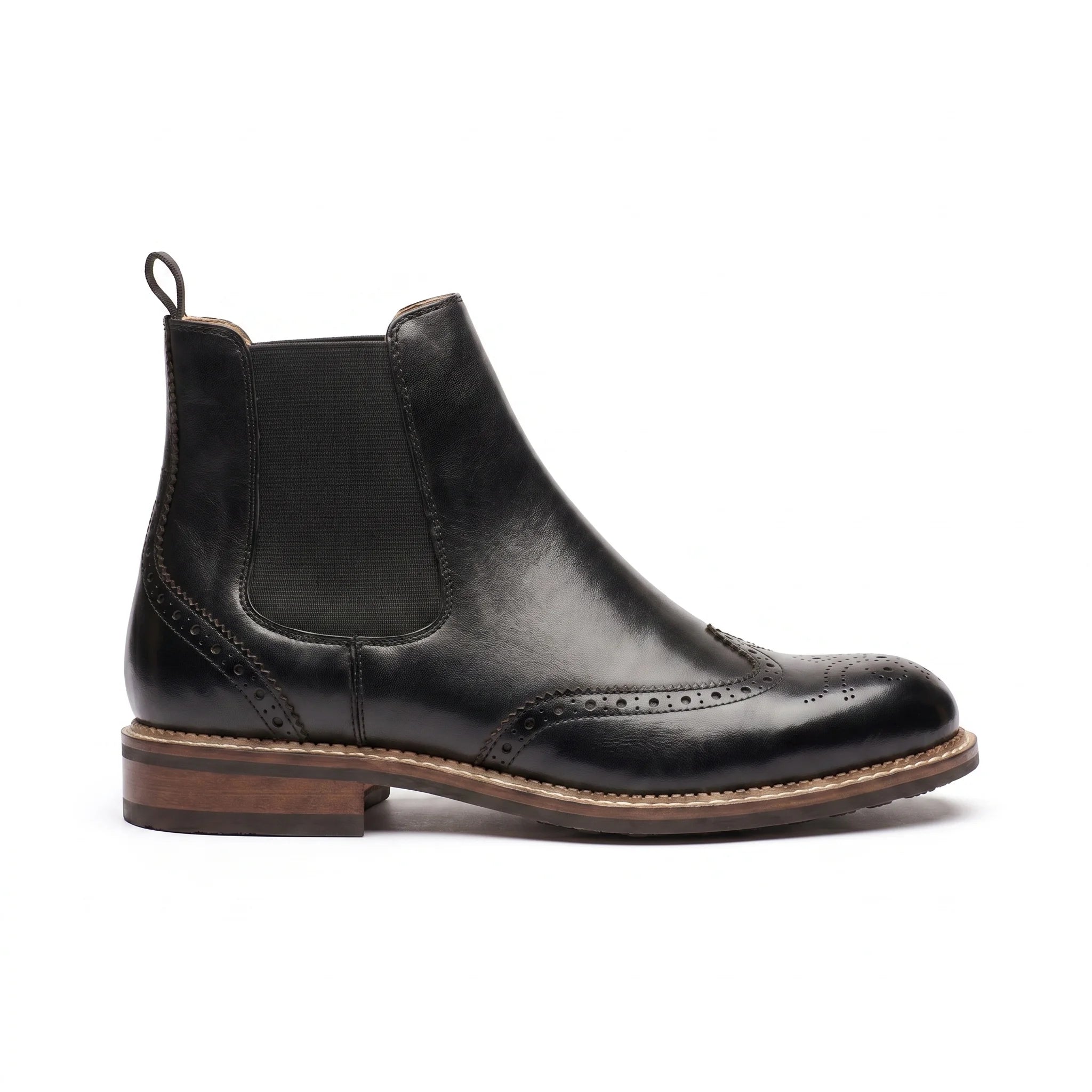 Cavendish Chelsea Brogue Boot - Black