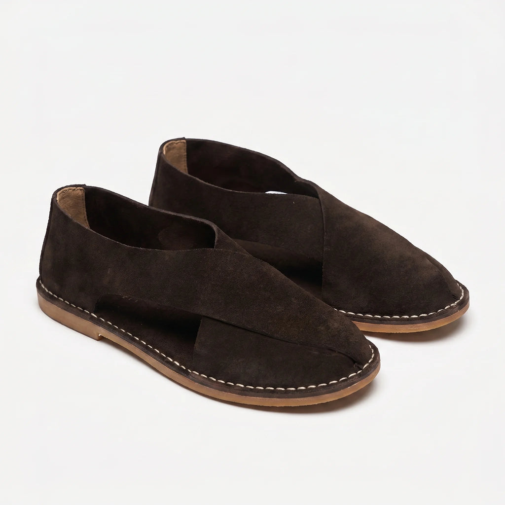 Santorini Cross-Strap Sandal - Coffee