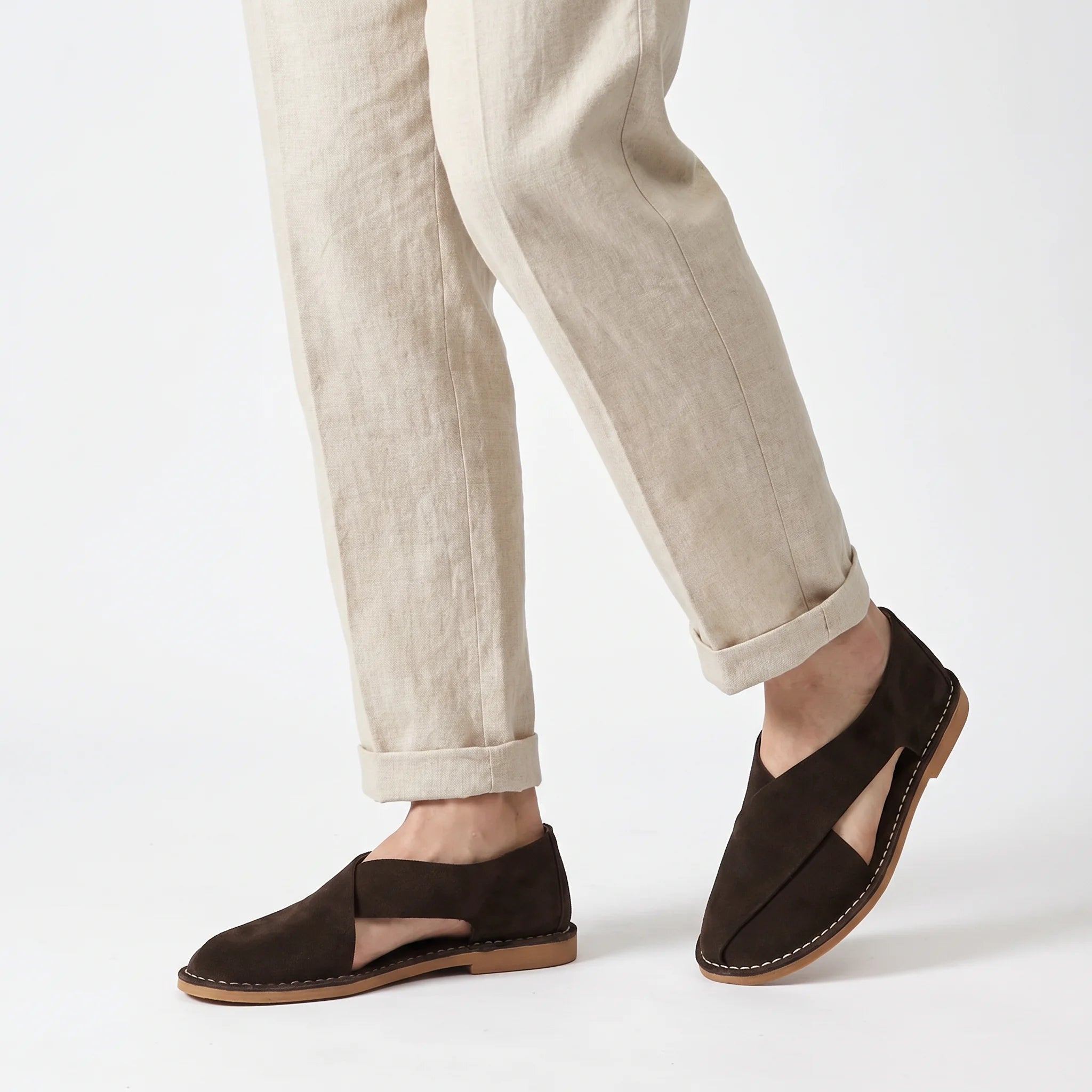 Santorini Cross-Strap Sandal - Coffee