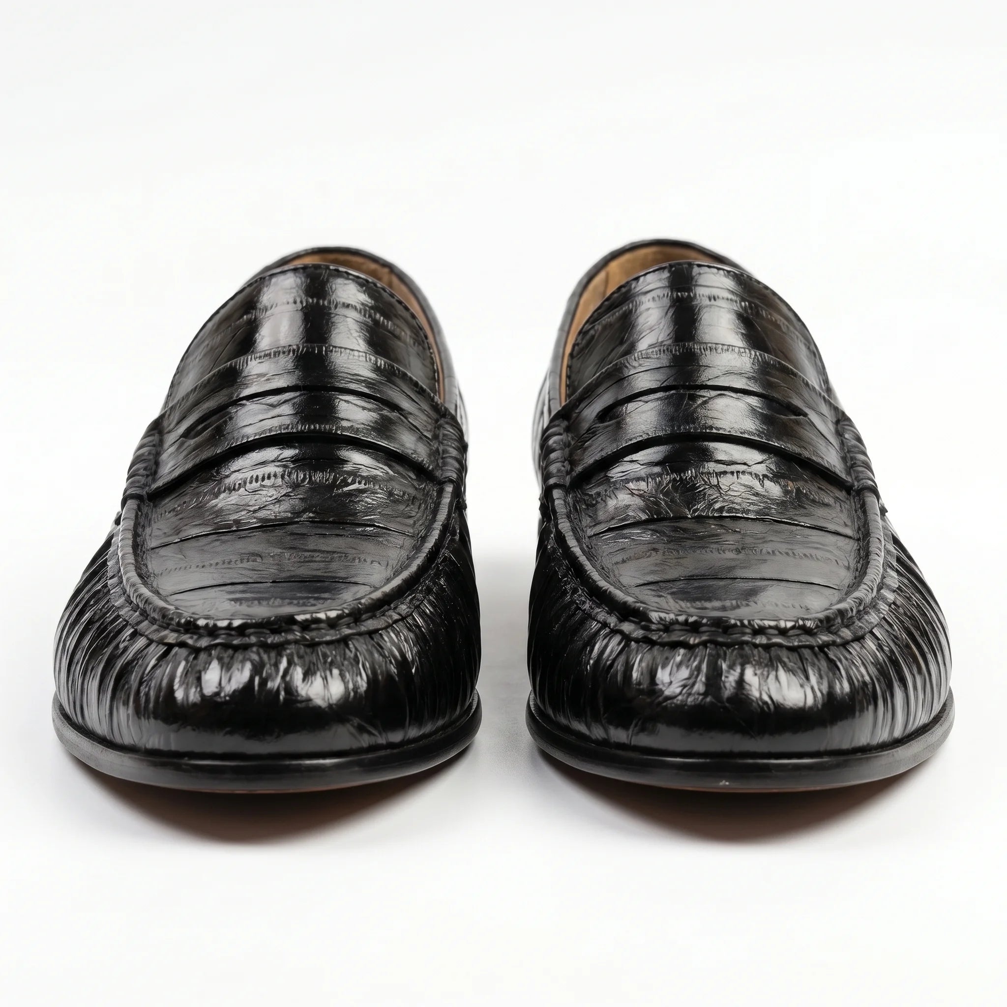 Marvoux Eel Leather Penny Loafer - Black