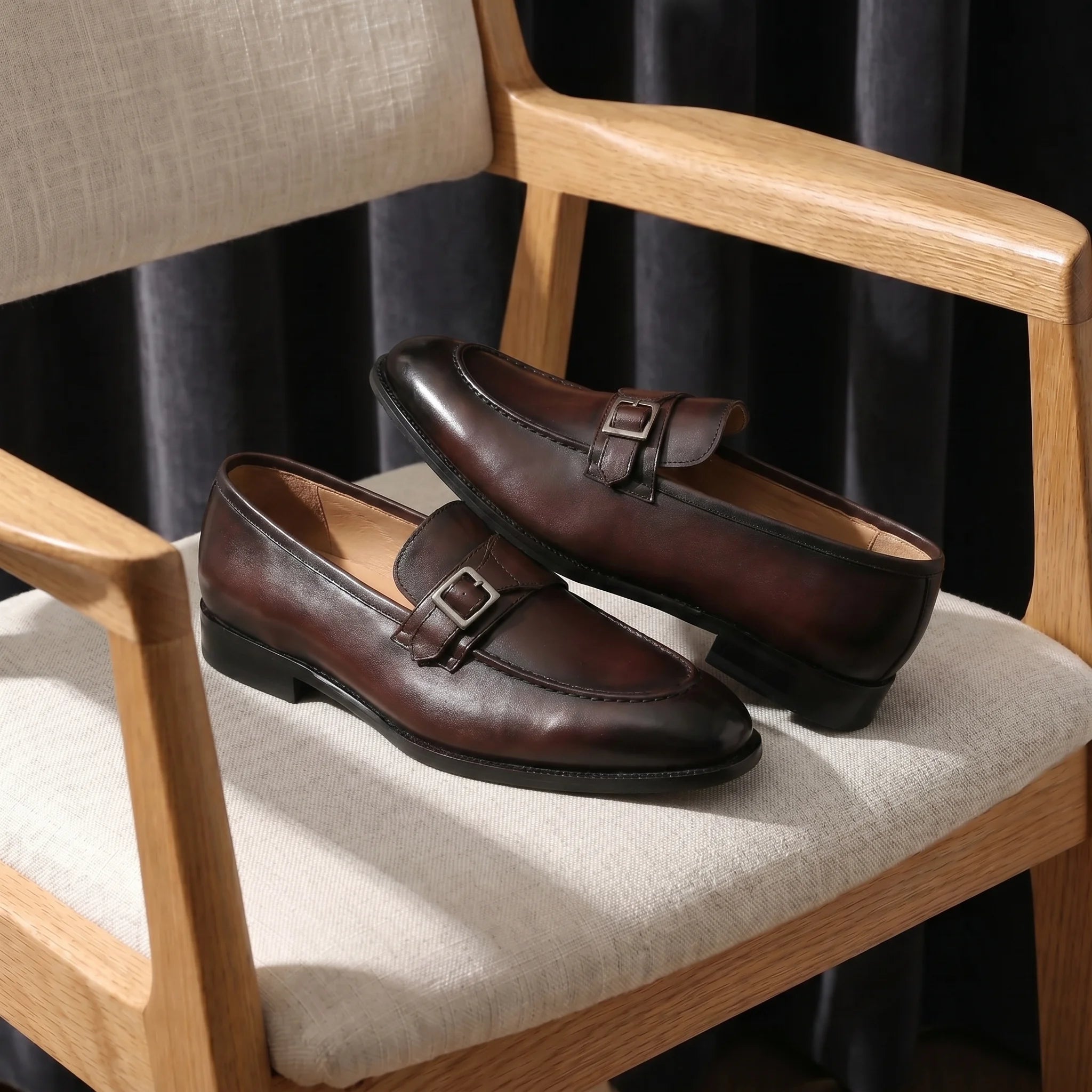 Santoro Monk Strap Loafer - Cognac Brown