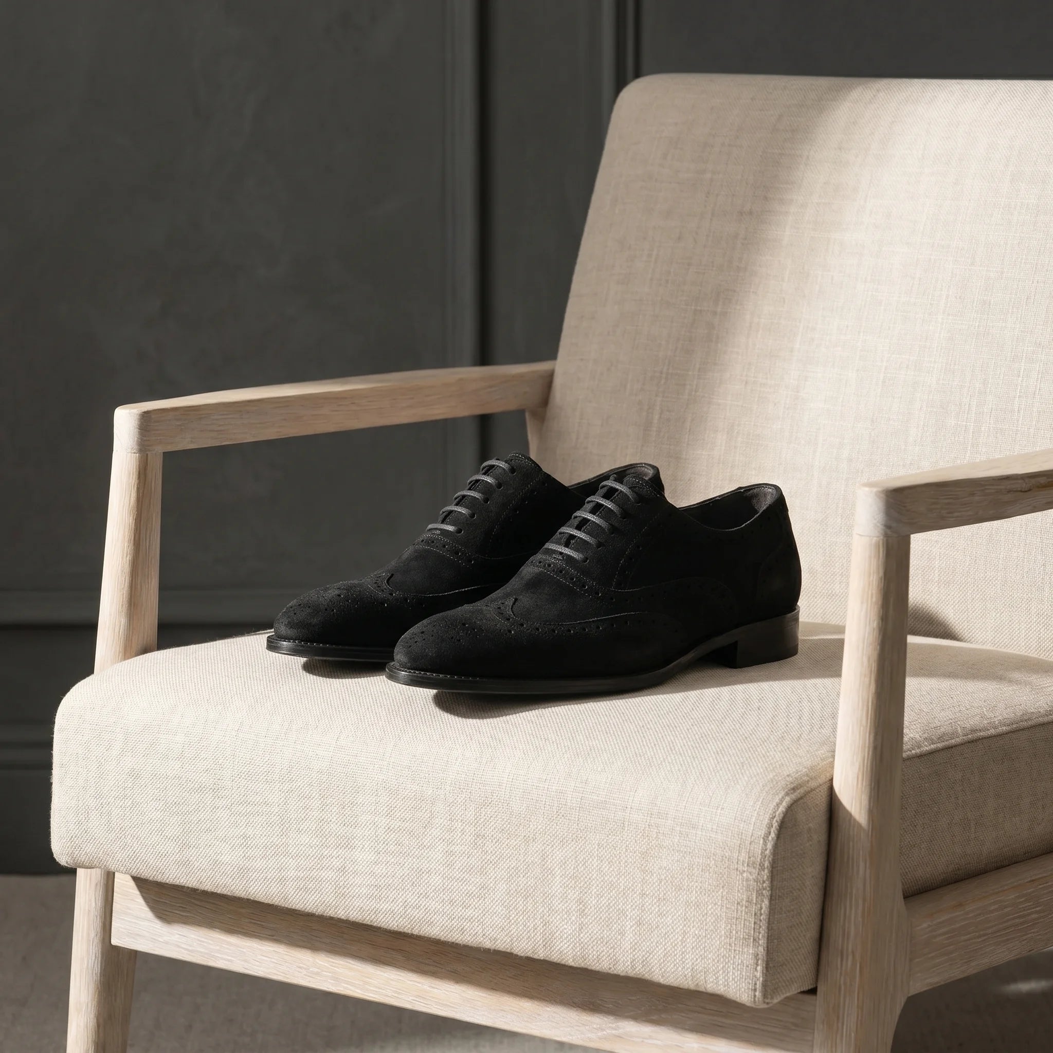 Macellinni Oxford Brogue Suede - Black