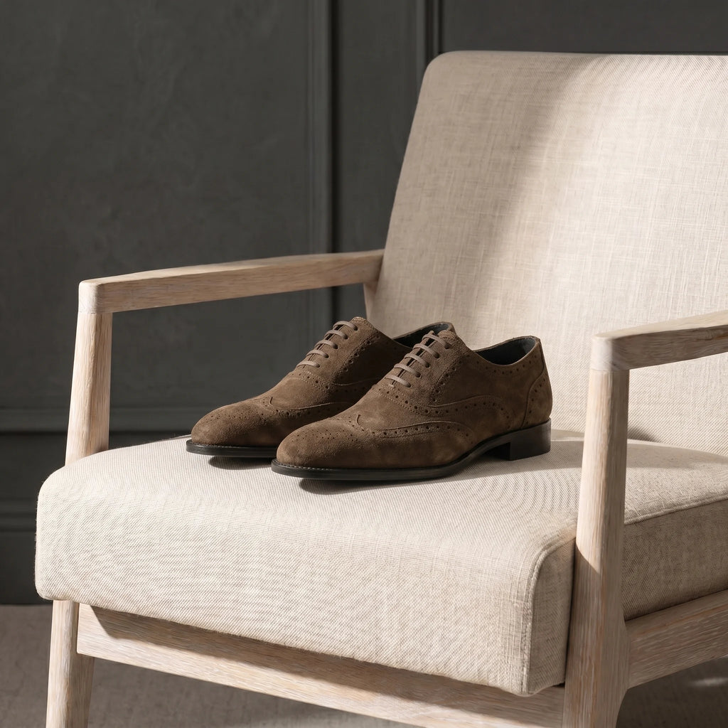 Macellinni Oxford Brogue Suede - Brown