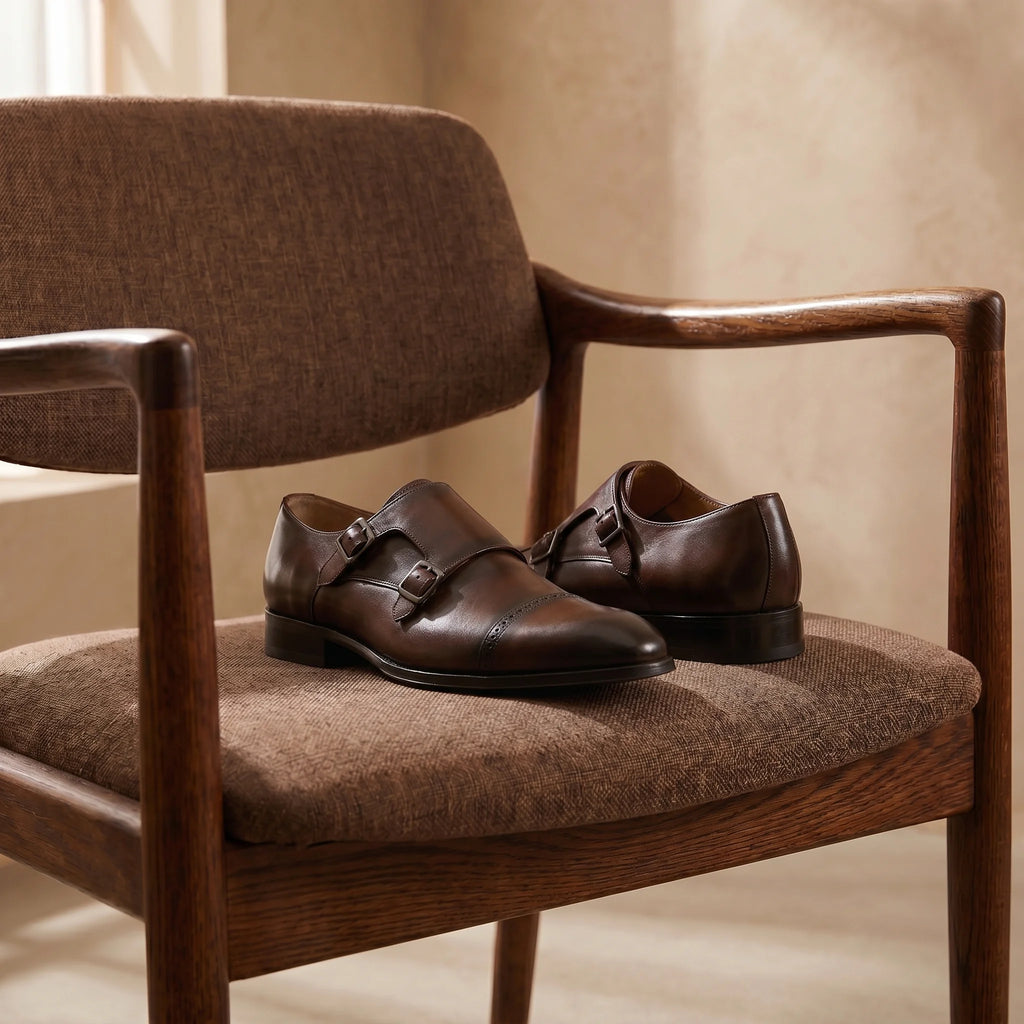 Velmont Double Monk Strap - Coffee