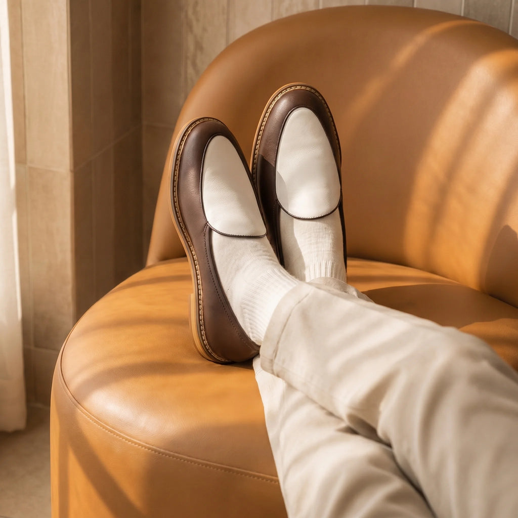 Scultore Belgian Loafer - Coffee and White