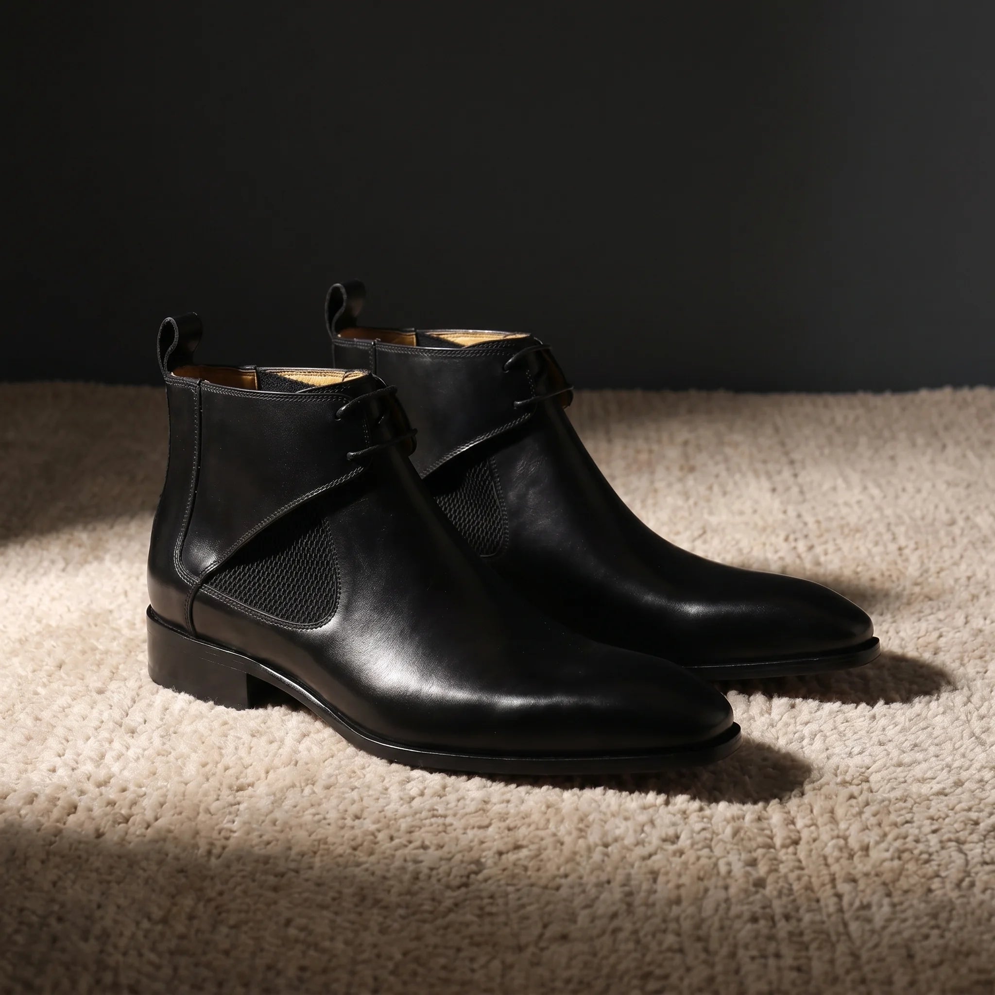 Whitmore Lace-Up Chelsea Boot - Black