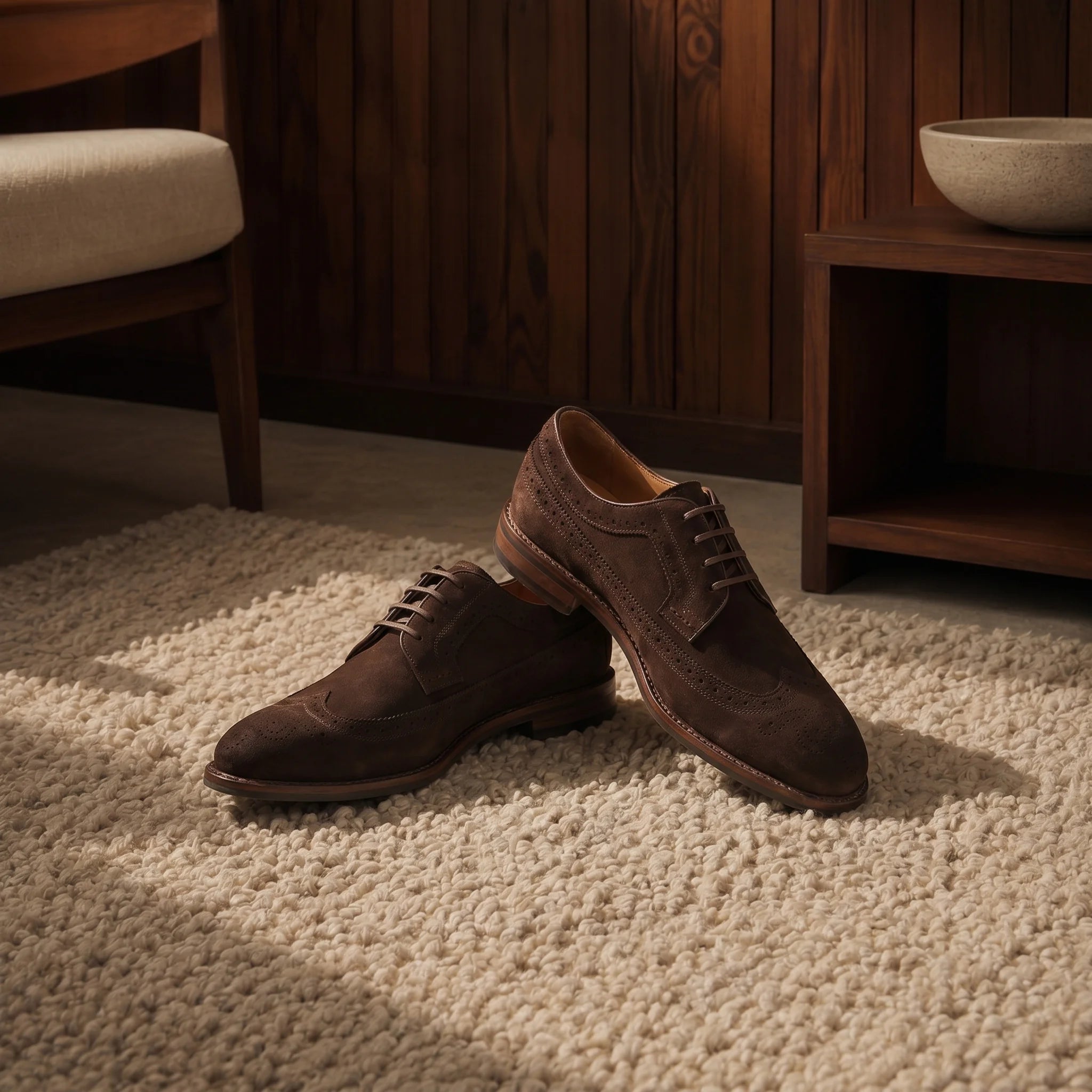 Velour Derby Brogue - Coffee