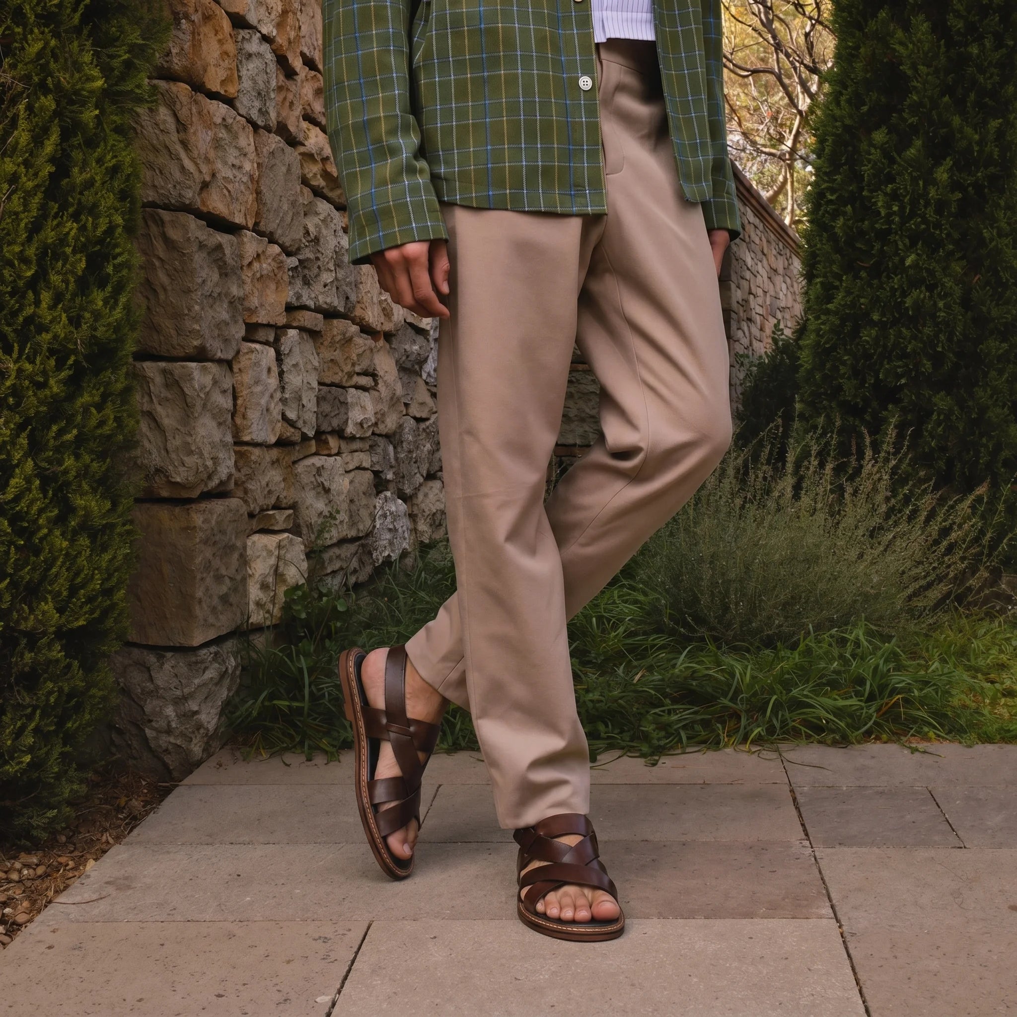 Panteano Roman Sandal - Cognac Brown