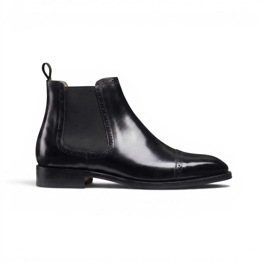 Lorvain Chelsea Brogue Cap-Toe Boot - Black