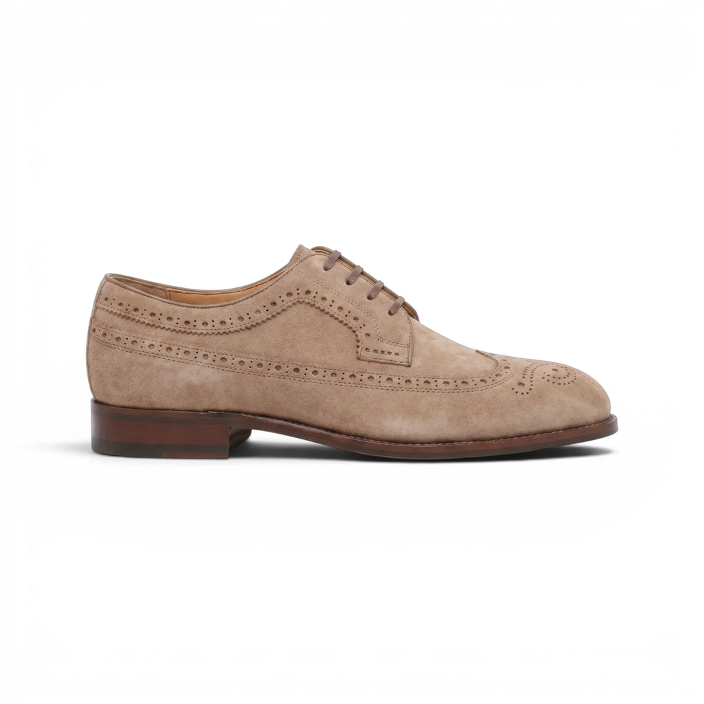 Velour Derby Brogue - Beige